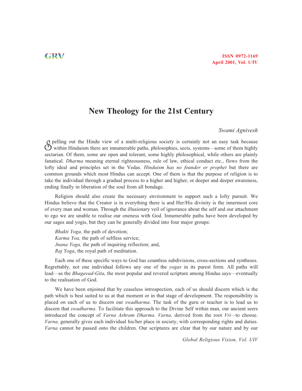 New Theology for the 21St Century -..:: Global Group of Companies