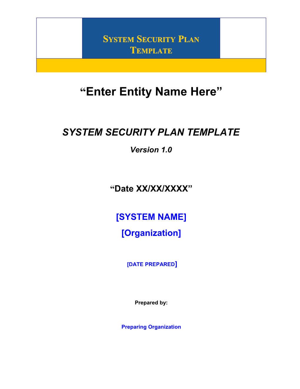 System Security Plan