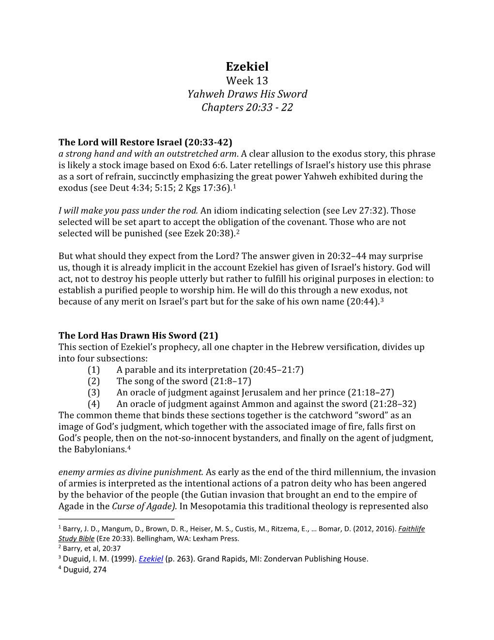 Ezekiel Week 13 Yahweh Draws His Sword Chapters 20:33 - 22