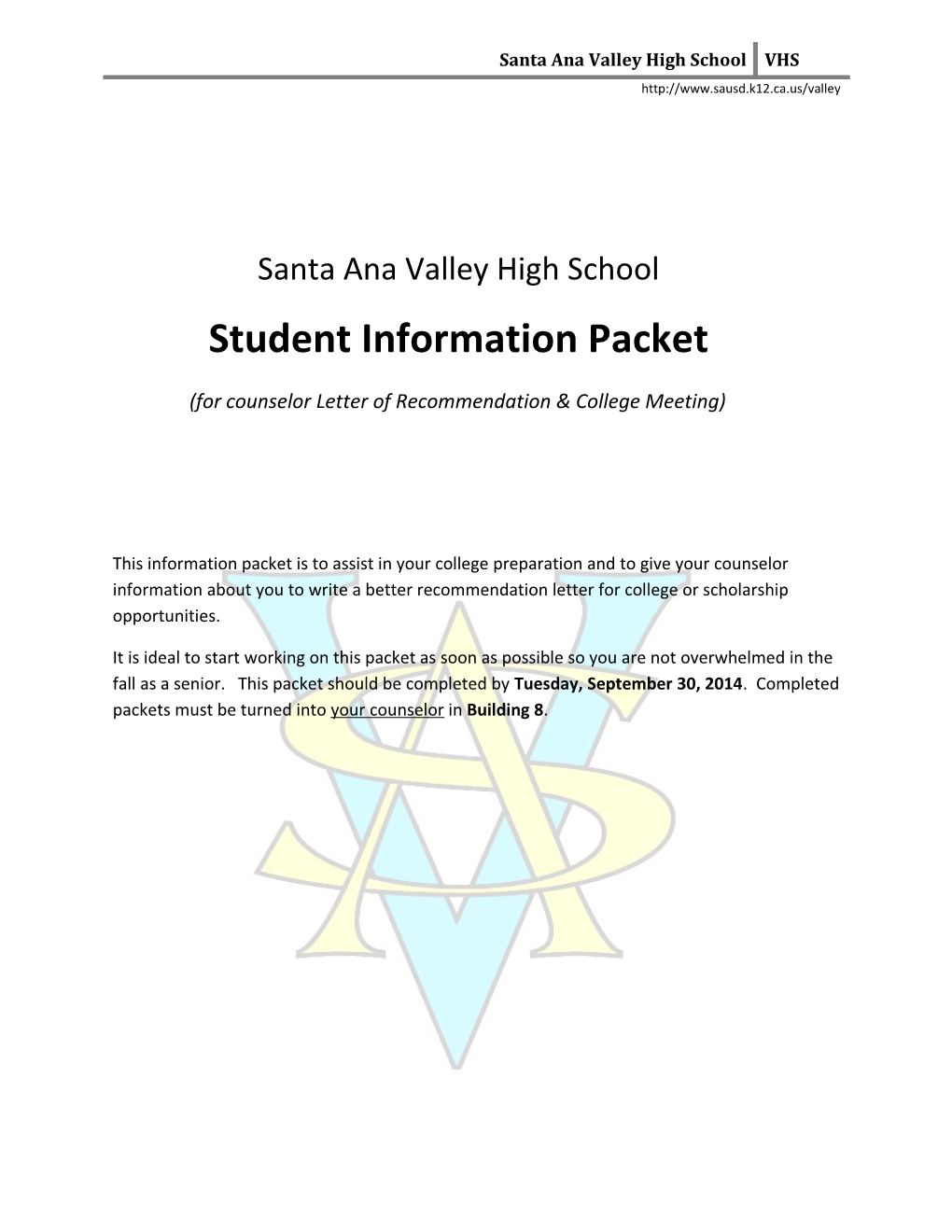 Student Information Packet