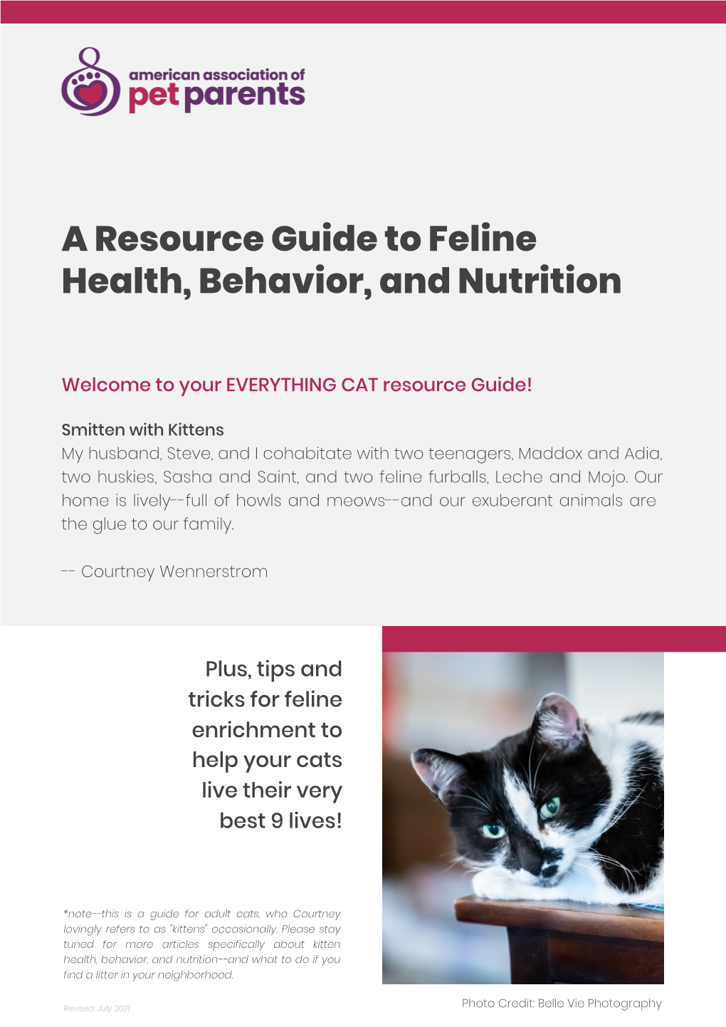 A Resource Guide to Feline Health, Behavior, and Nutrition
