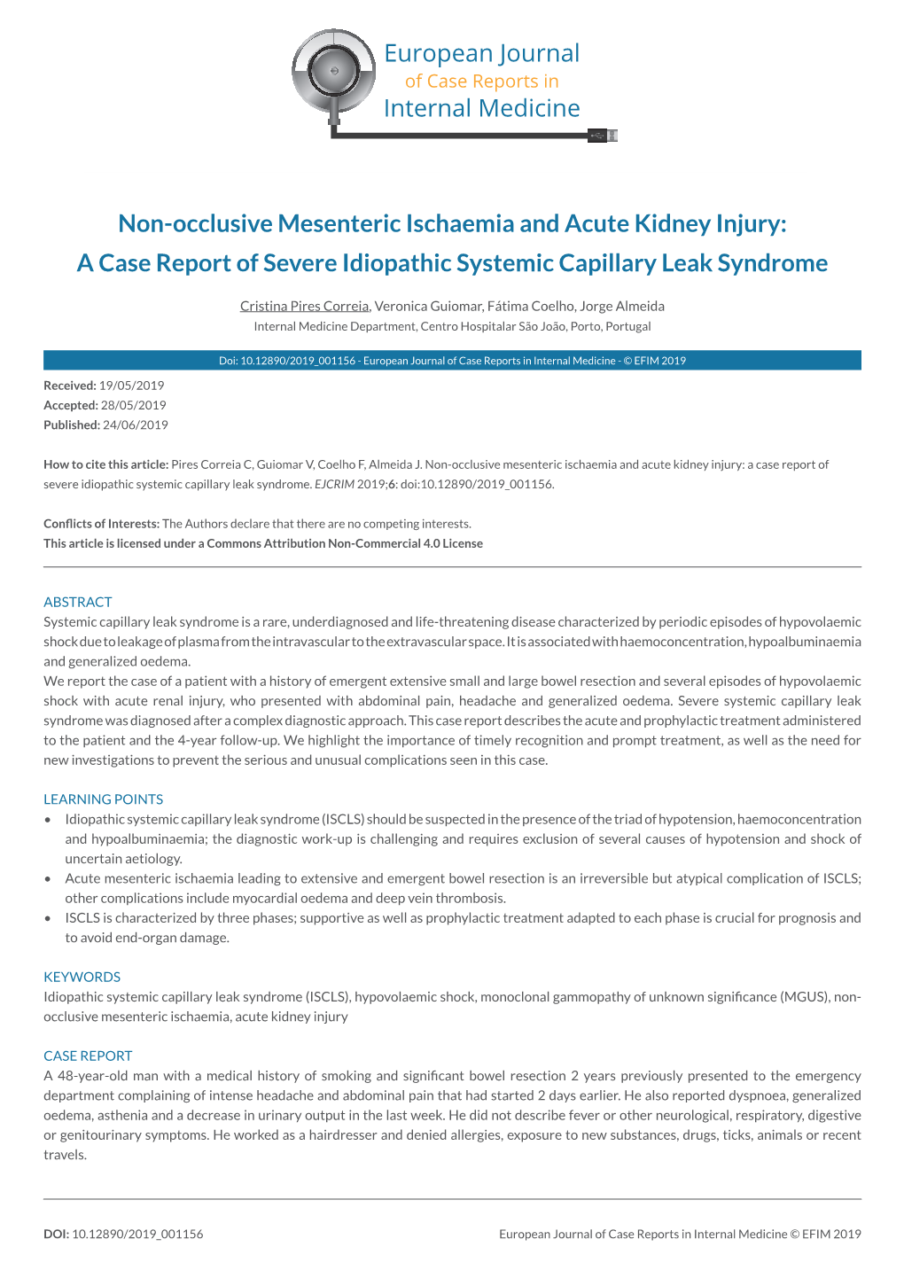 Non-Occlusive Mesenteric Ischaemia and Acute Kidney Injury: a Case Report of Severe Idiopathic Systemic Capillary Leak Syndrome