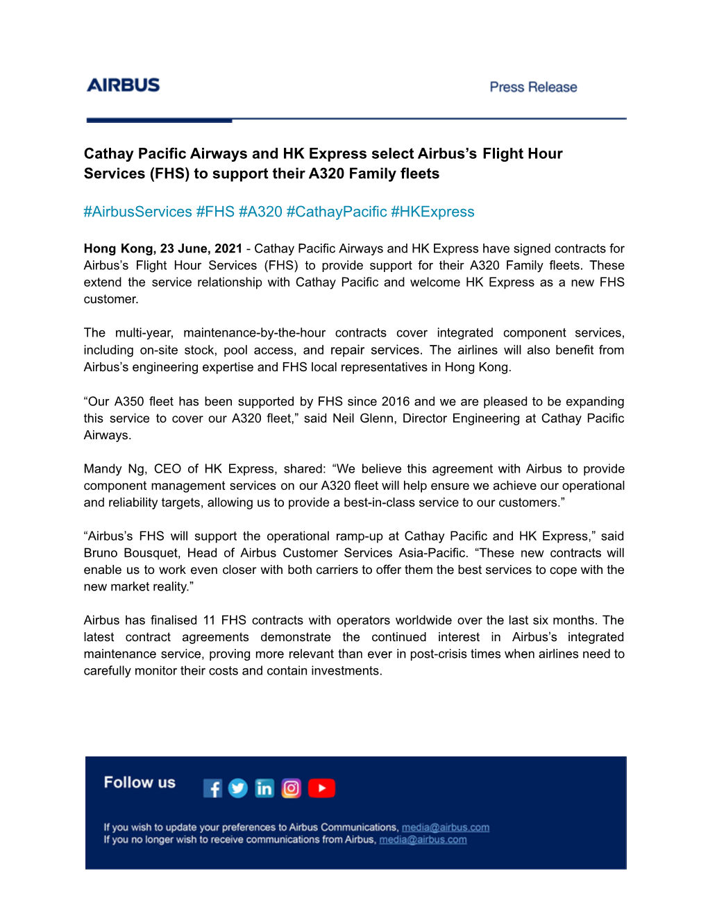 Fhs Contract Cathay/Hong-Kong Express