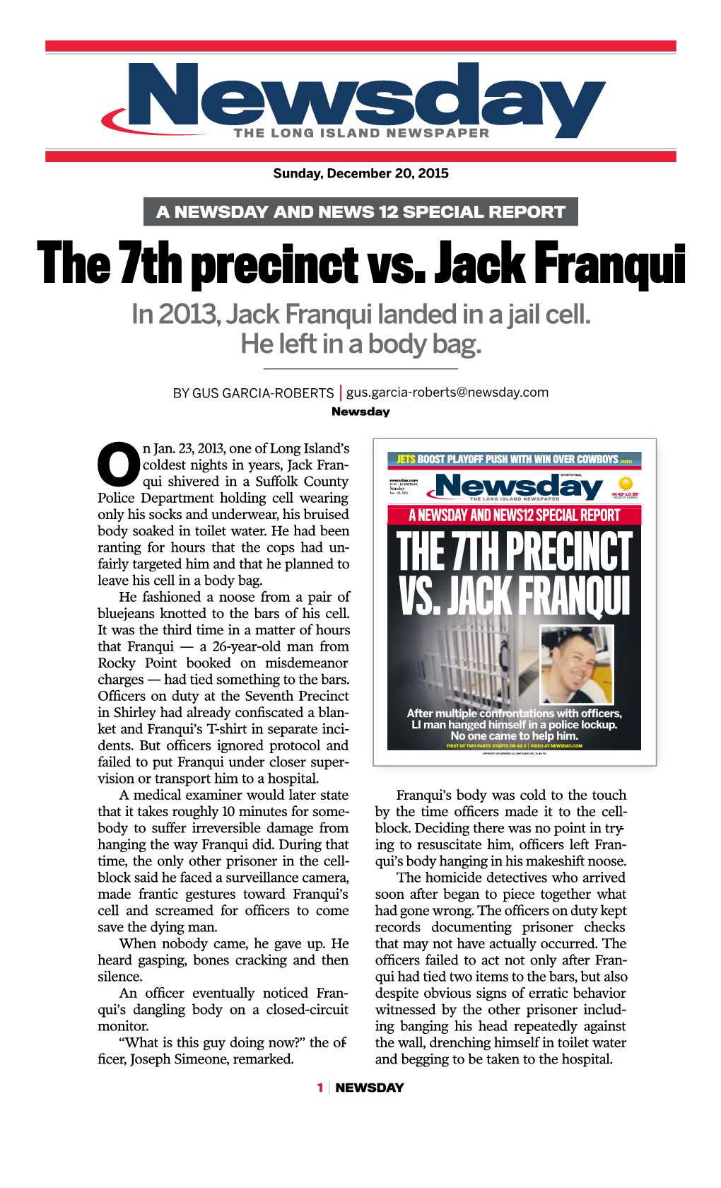 The 7Th Precinct Vs. Jack Franqui in 2013, Jack Franqui Landed in a Jail Cell