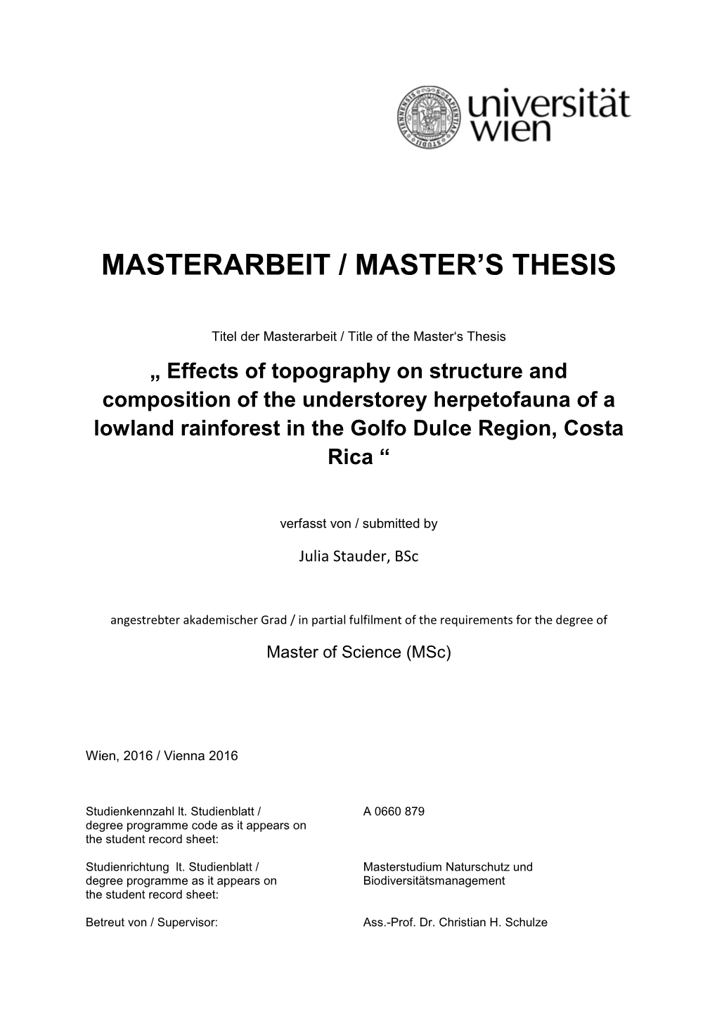 Masterarbeit / Master's Thesis