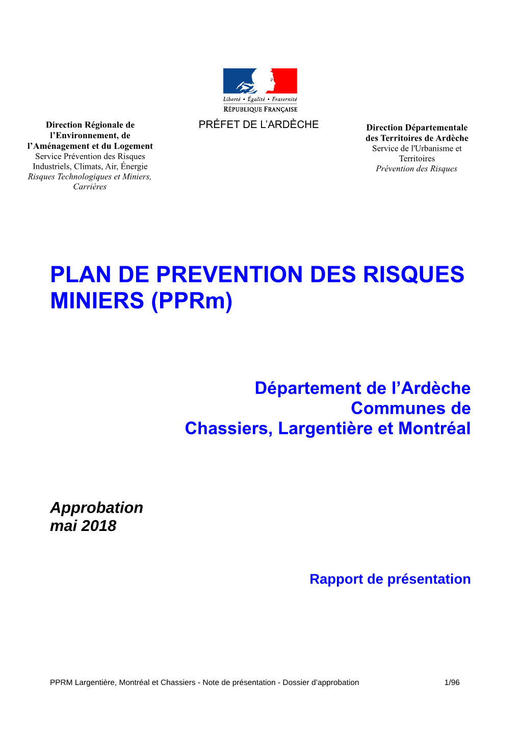 PLAN DE PREVENTION DES RISQUES MINIERS (Pprm)