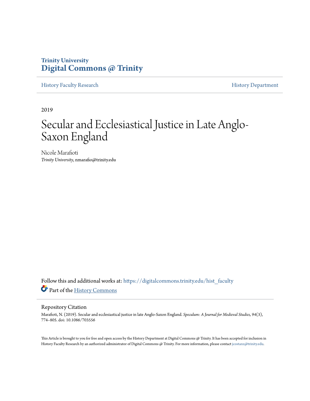 Secular and Ecclesiastical Justice in Late Anglo-Saxon England