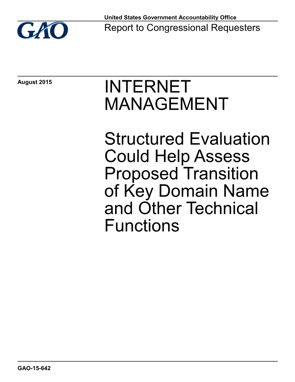 Gao-15-642, Internet Management