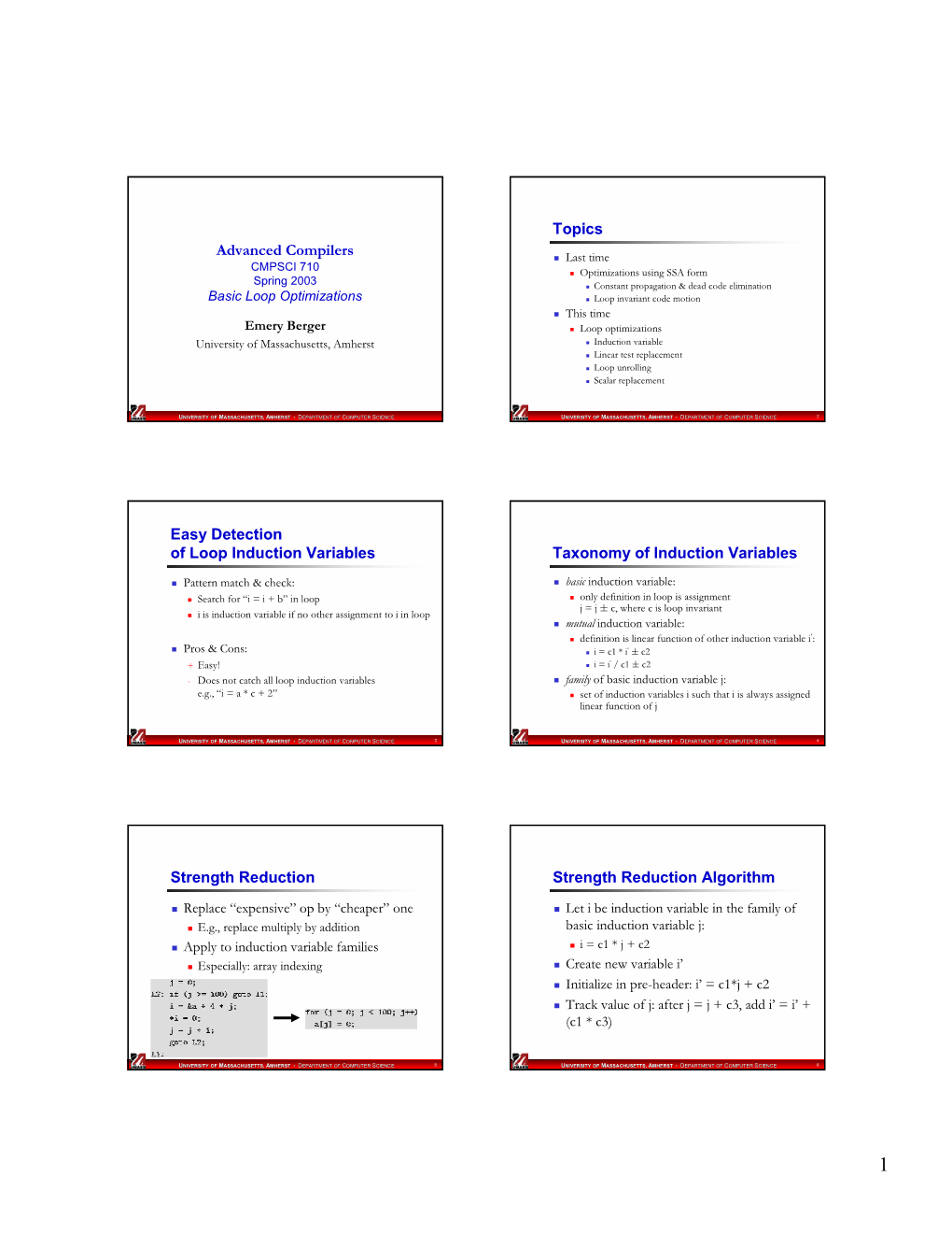 Advanced Compilers Topics Easy Detection of Loop Induction