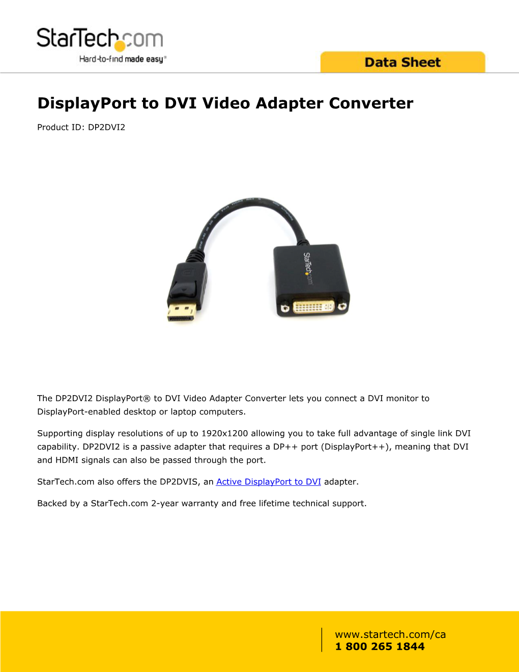 Displayport to DVI Video Adapter Converter