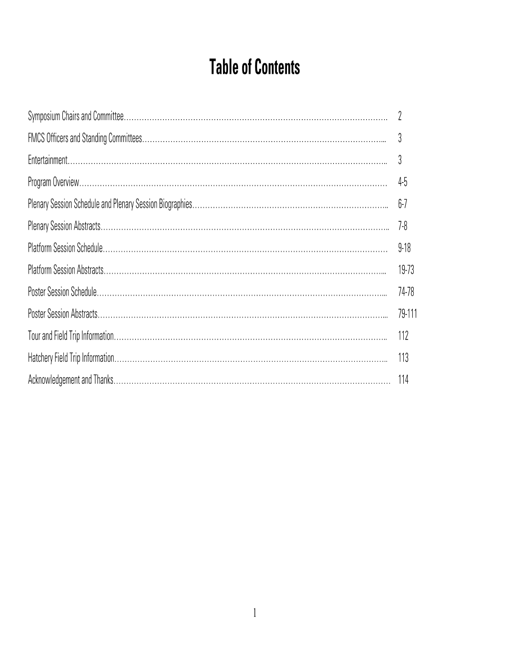 Table of Contents