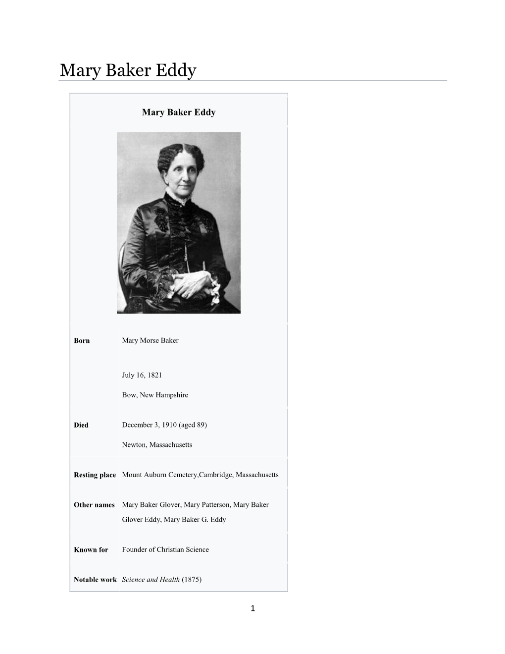 Mary Baker Eddy