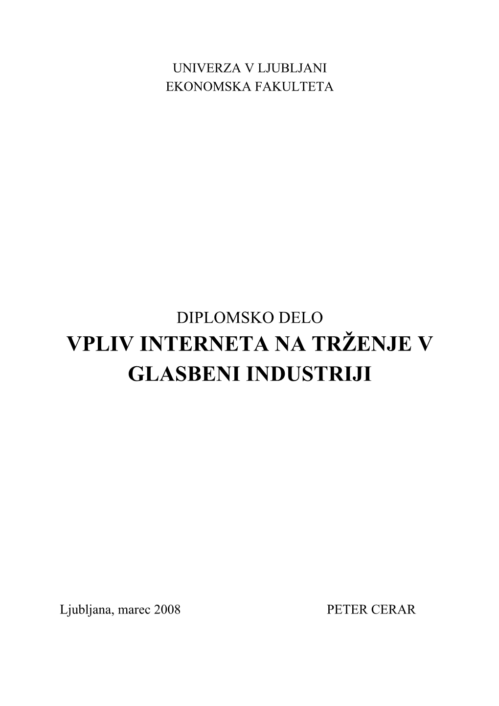 Vpliv Interneta Na Trženje V Glasbeni Industriji