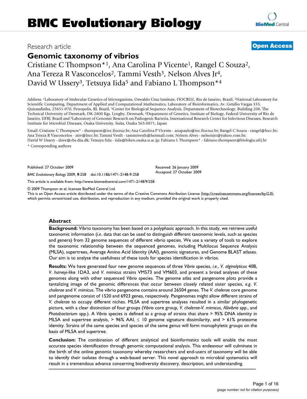 Genomic Taxonomy of Vibrios