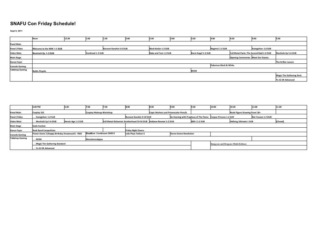 2011 Schedule