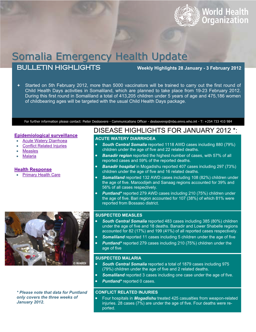 Somalia Health Update 28 January