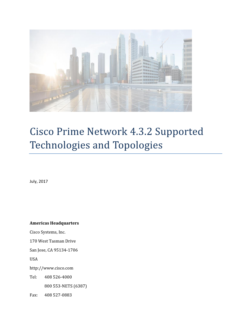 Cisco Prime Network Supported Technologies and Topologies, 4-3.2