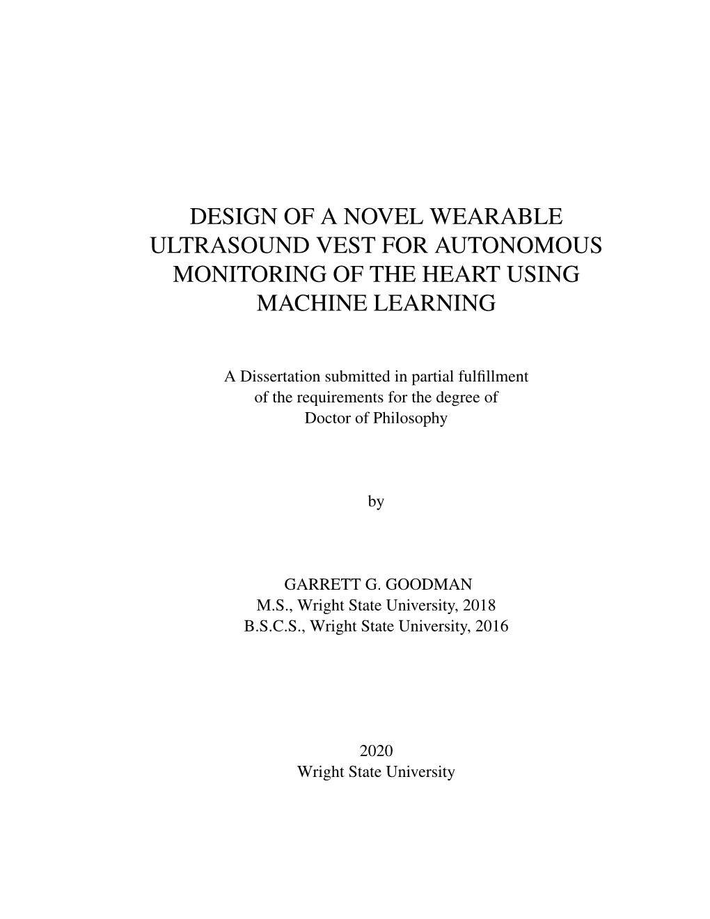 Design of a Novel Wearable Ultrasound Vest for Autonomous Monitoring of the Heart Using Machine Learning