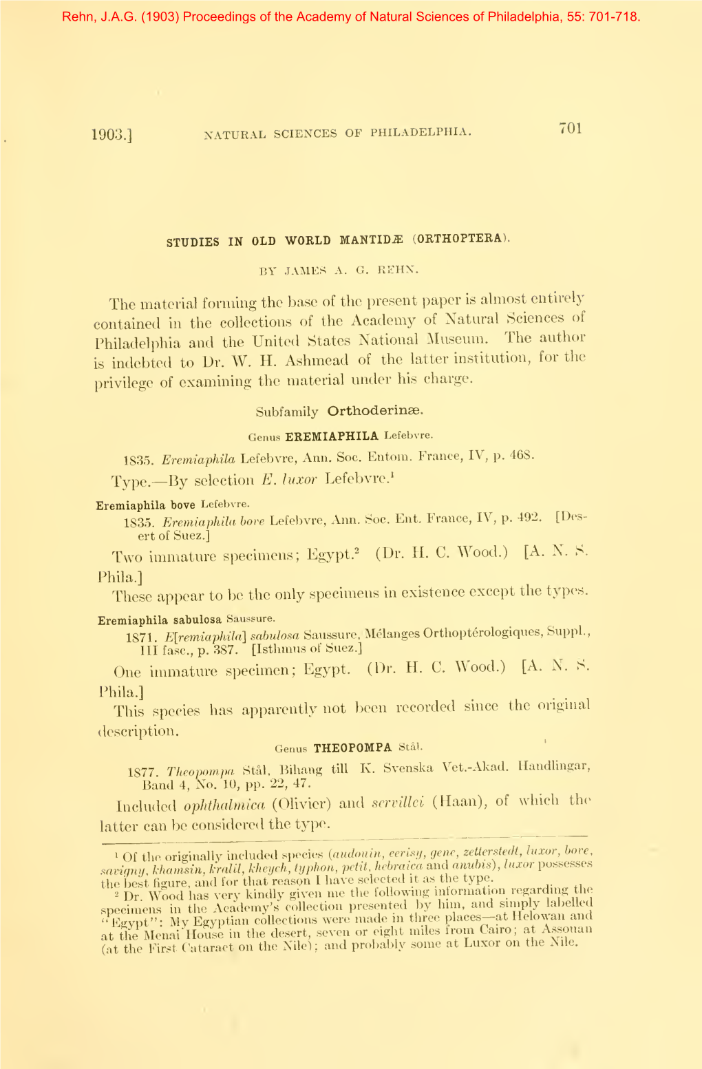 Proceedings of the Academy of Natural Sciences of Philadelphia, 55: 701-718