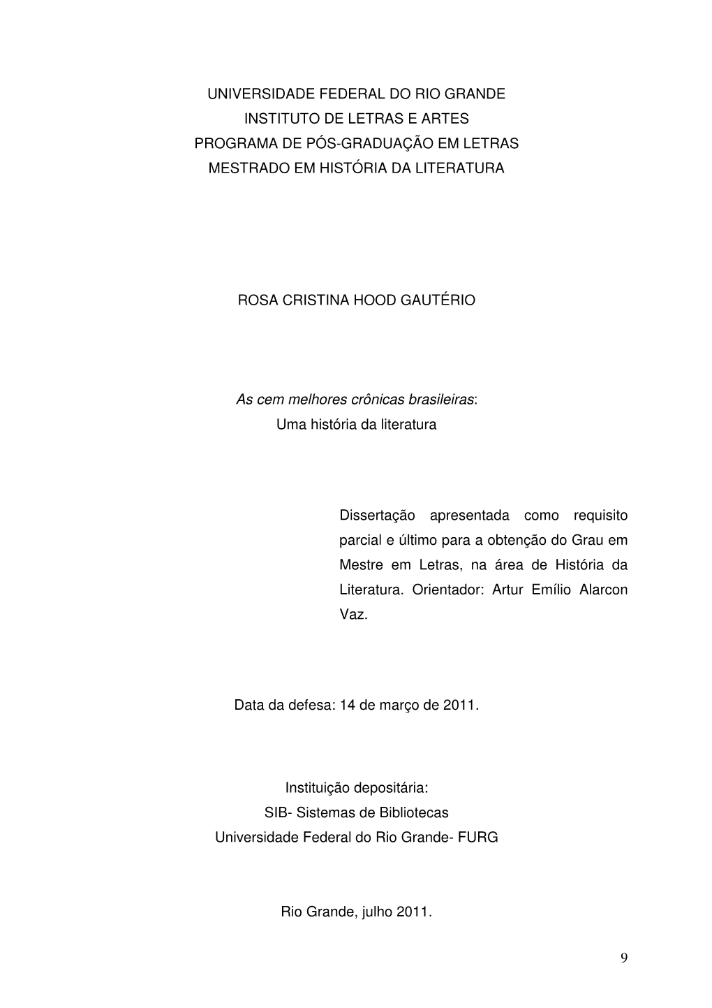 9 Universidade Federal Do Rio Grande Instituto De Letras