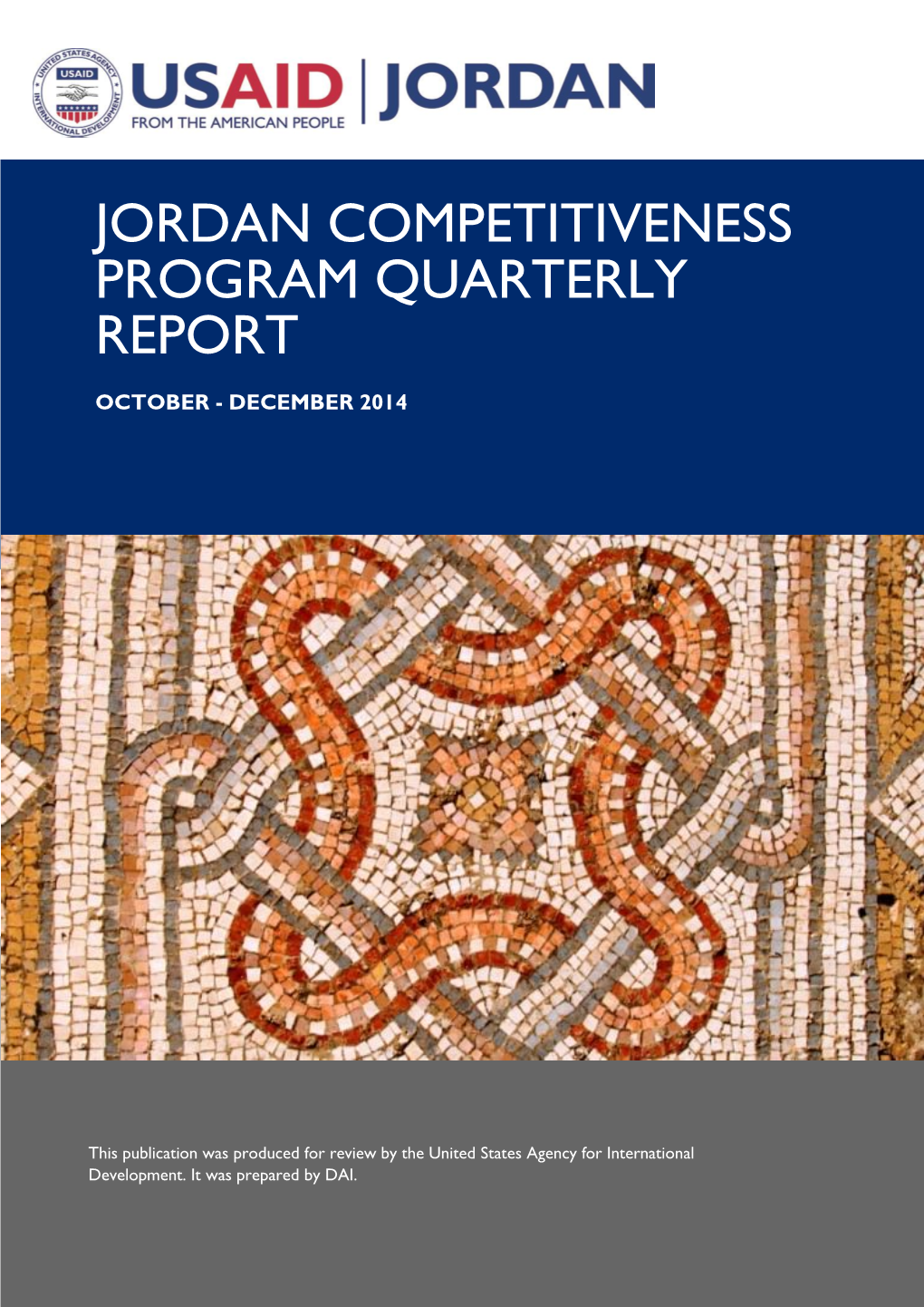 Jordan Competitiveness Program Quarterly Report October – December 2014