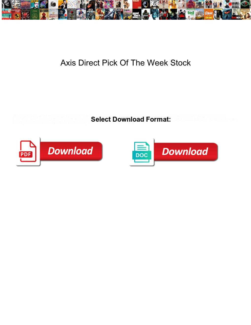 Axis Direct Pick of the Week Stock