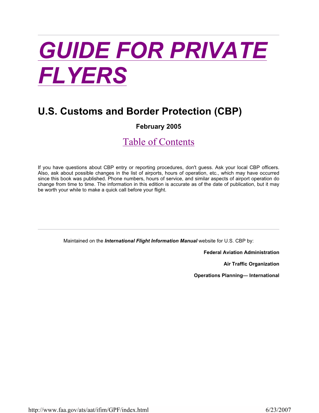 Guide for Private Flyers