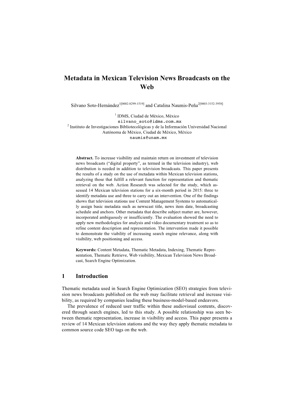 Metadata in Mexican Television News Broadcasts on the Web