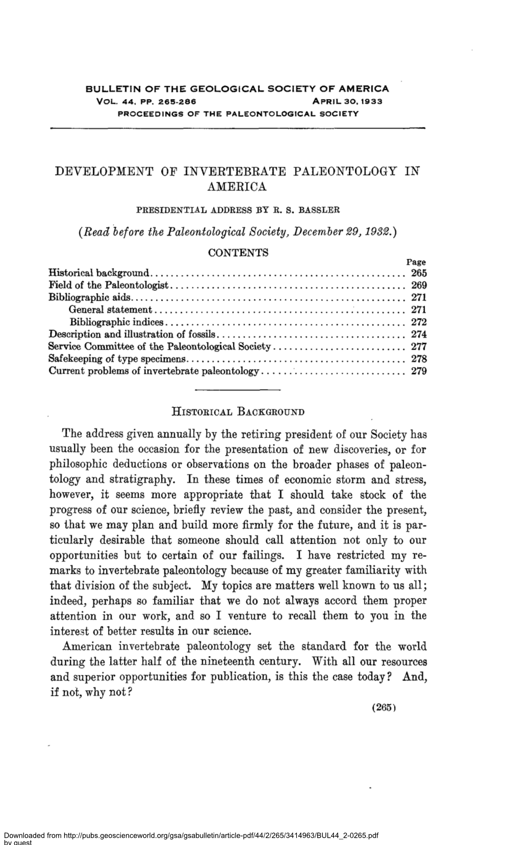 Development of Invertebrate Paleontology in America