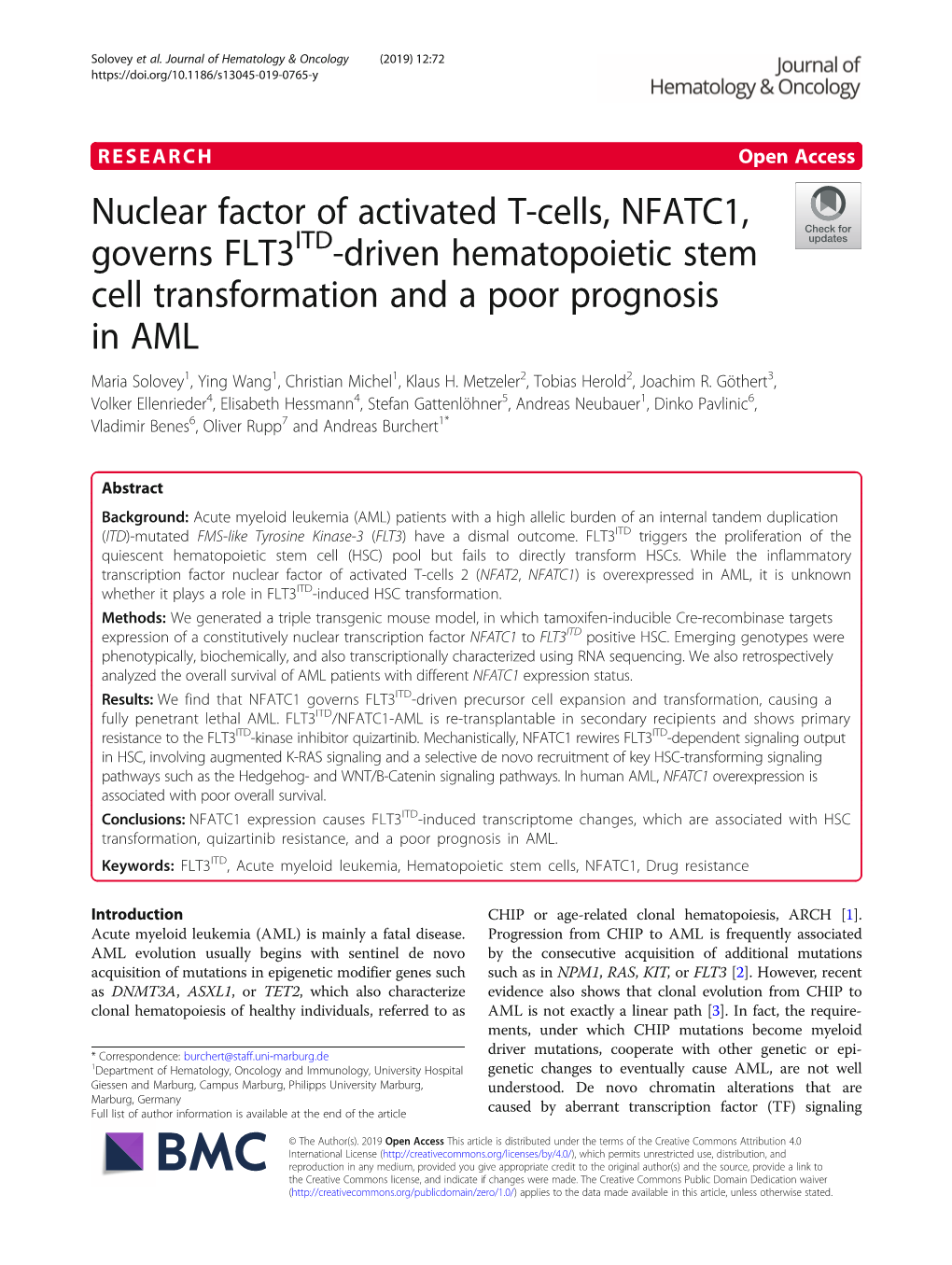 Nuclear Factor of Activated T-Cells, NFATC1, Governs FLT3ITD-Driven Hematopoietic Stem Cell Transformation and a Poor Prognosis