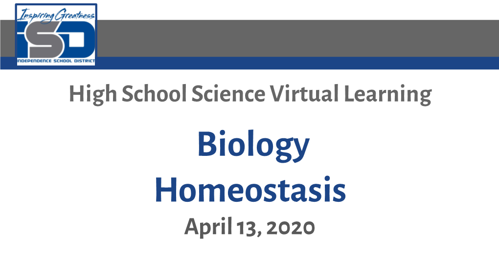 Biology Homeostasis April 13, 2020