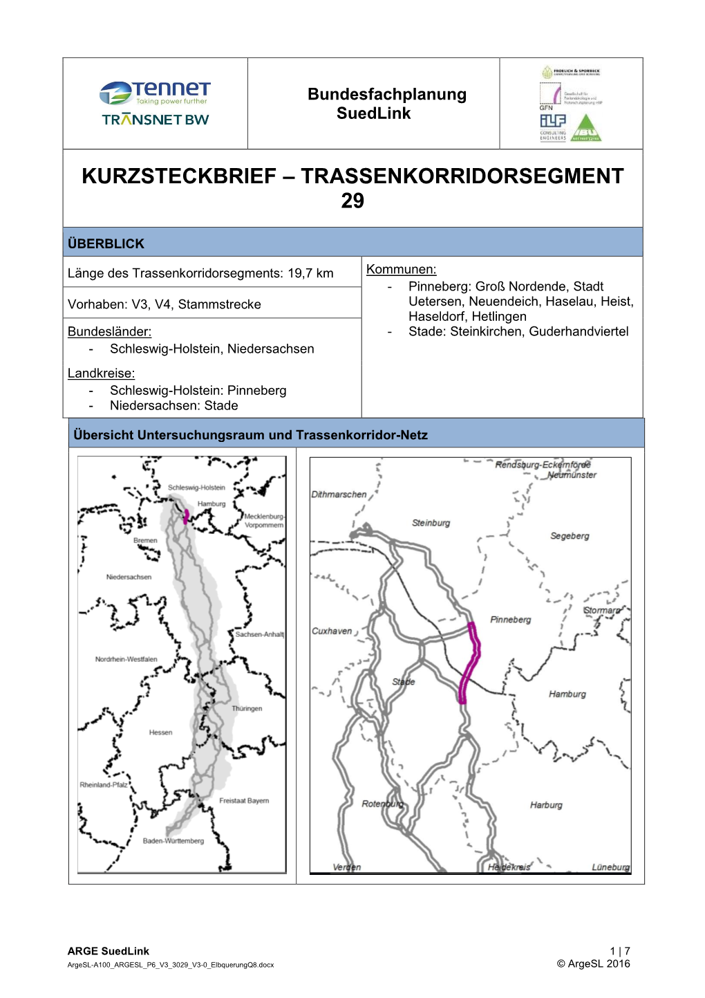 Kurzsteckbrief – Trassenkorridorsegment 29