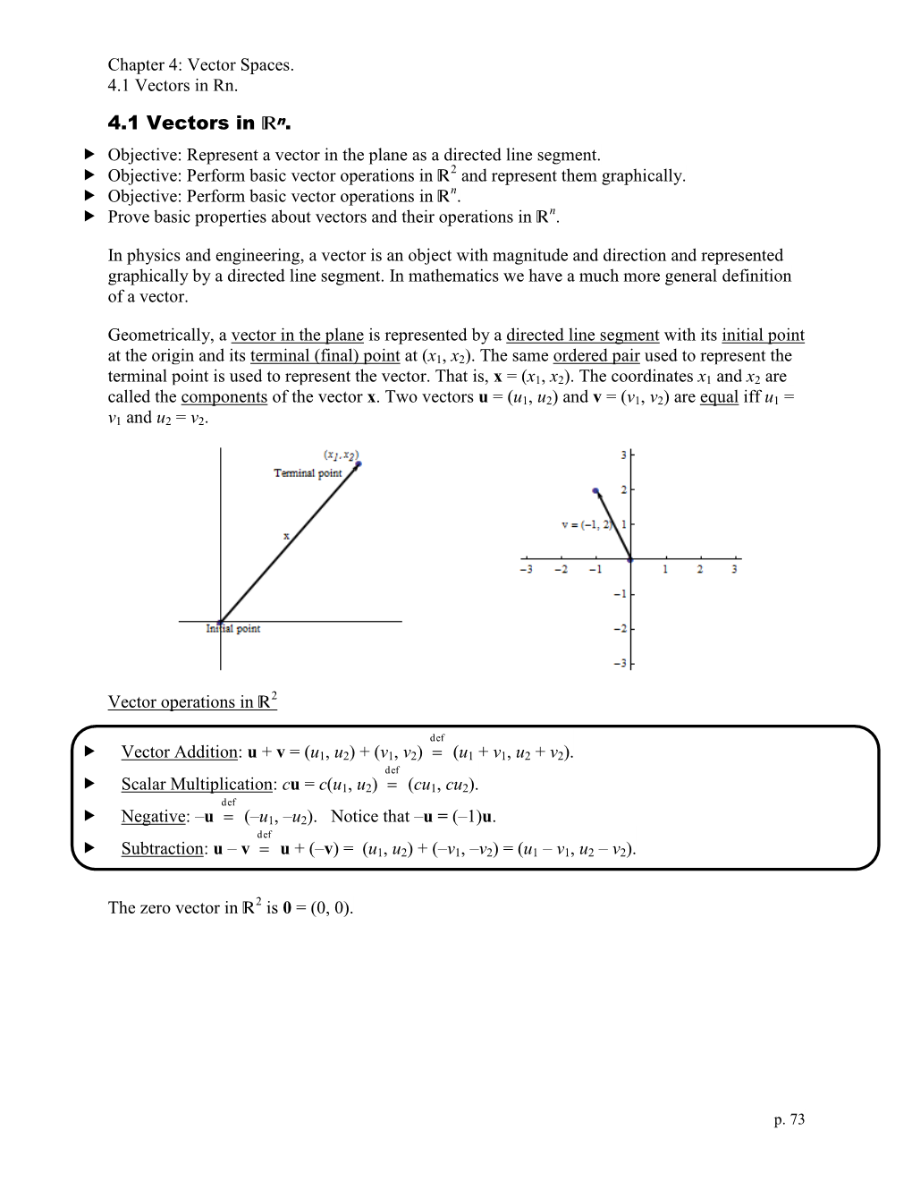 4.1 Vectors in Rn