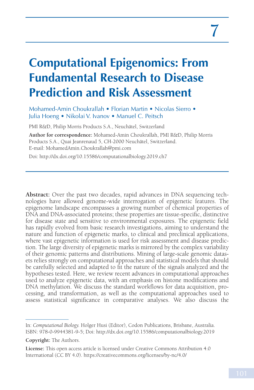 Computational Epigenomics: from Fundamental Research to Disease Prediction and Risk Assessment