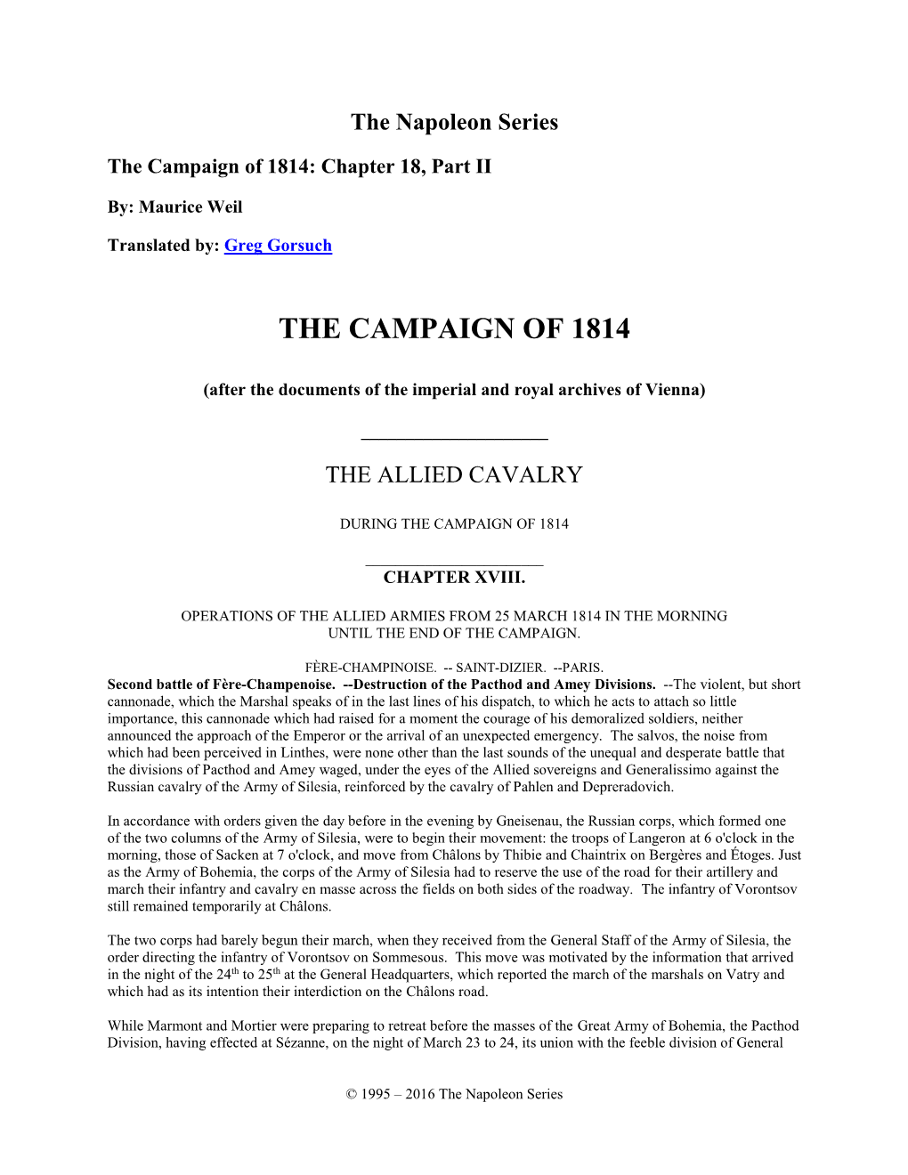 The Campaign of 1814: Chapter 18, Part II