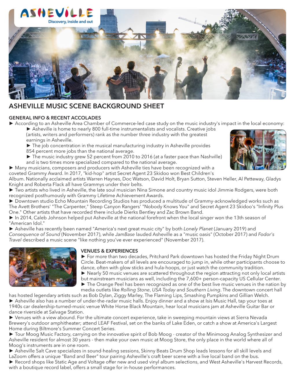 Asheville Music Scene Background Sheet