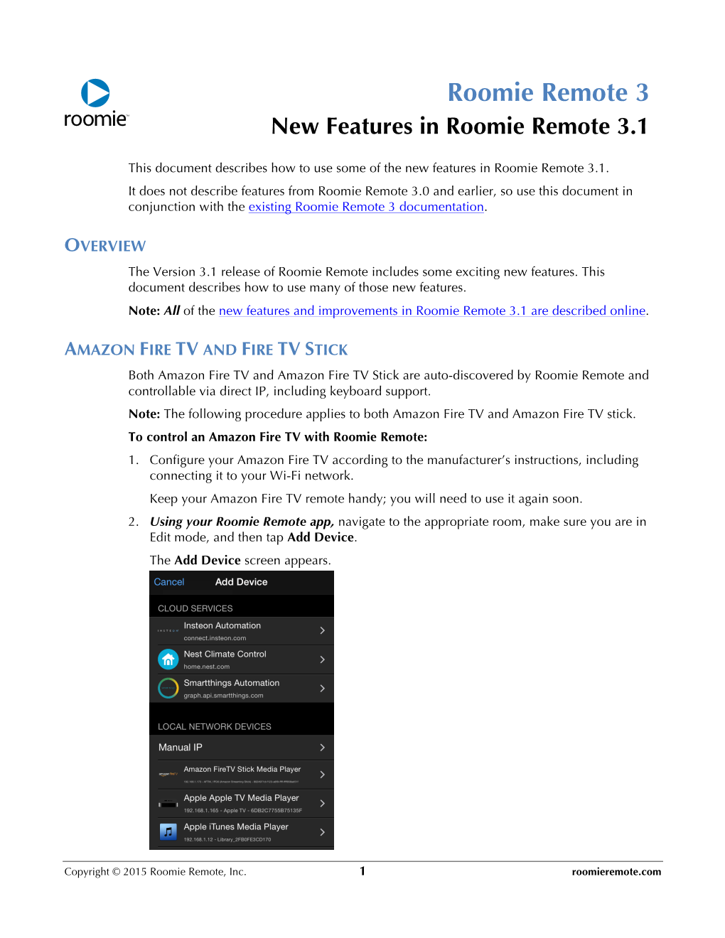 Roomie Remote 3.1 New Features