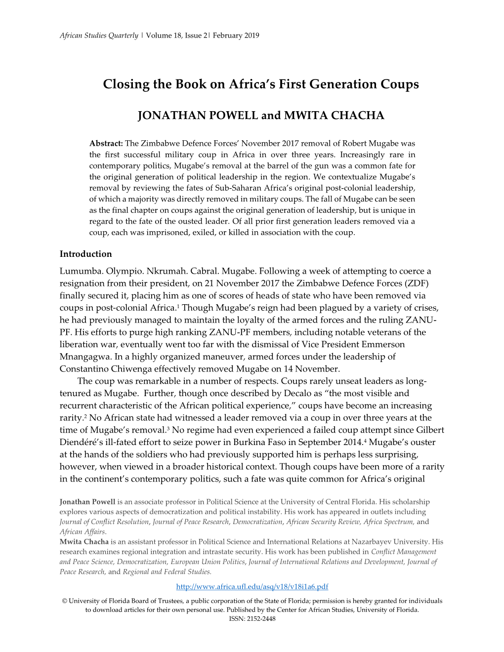 Closing the Book on Africa's First Generation Coups