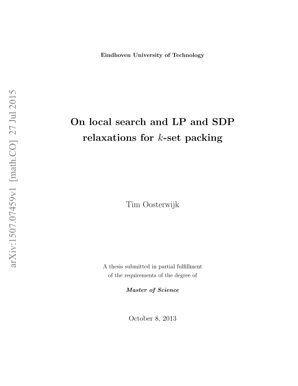 On Local Search and LP and SDP Relaxations for K-Set Packing