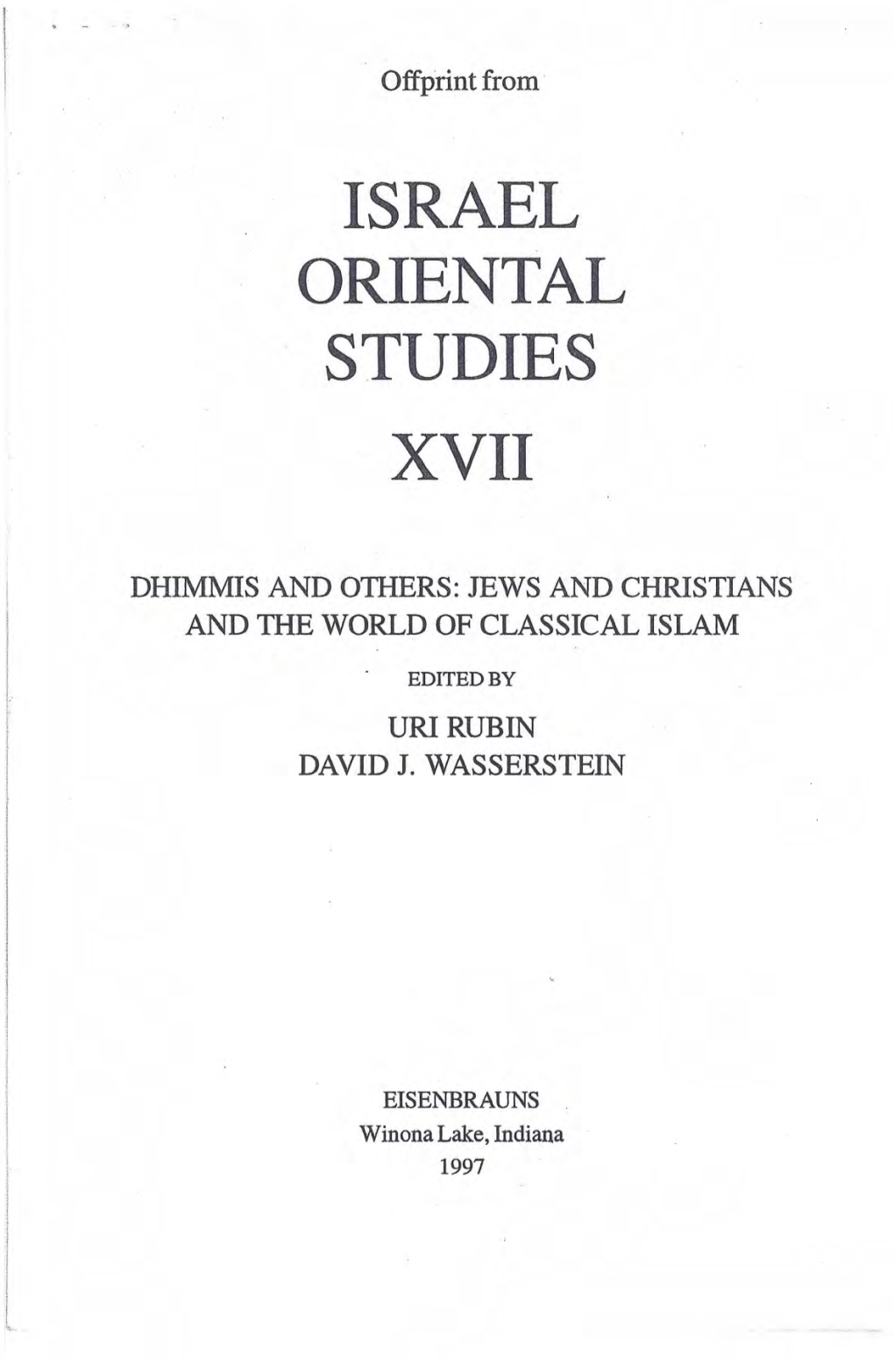 Israel Oriental Studies Xvii