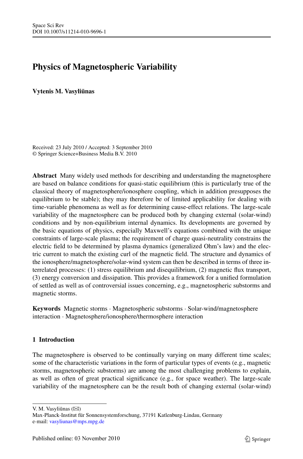 Physics of Magnetospheric Variability