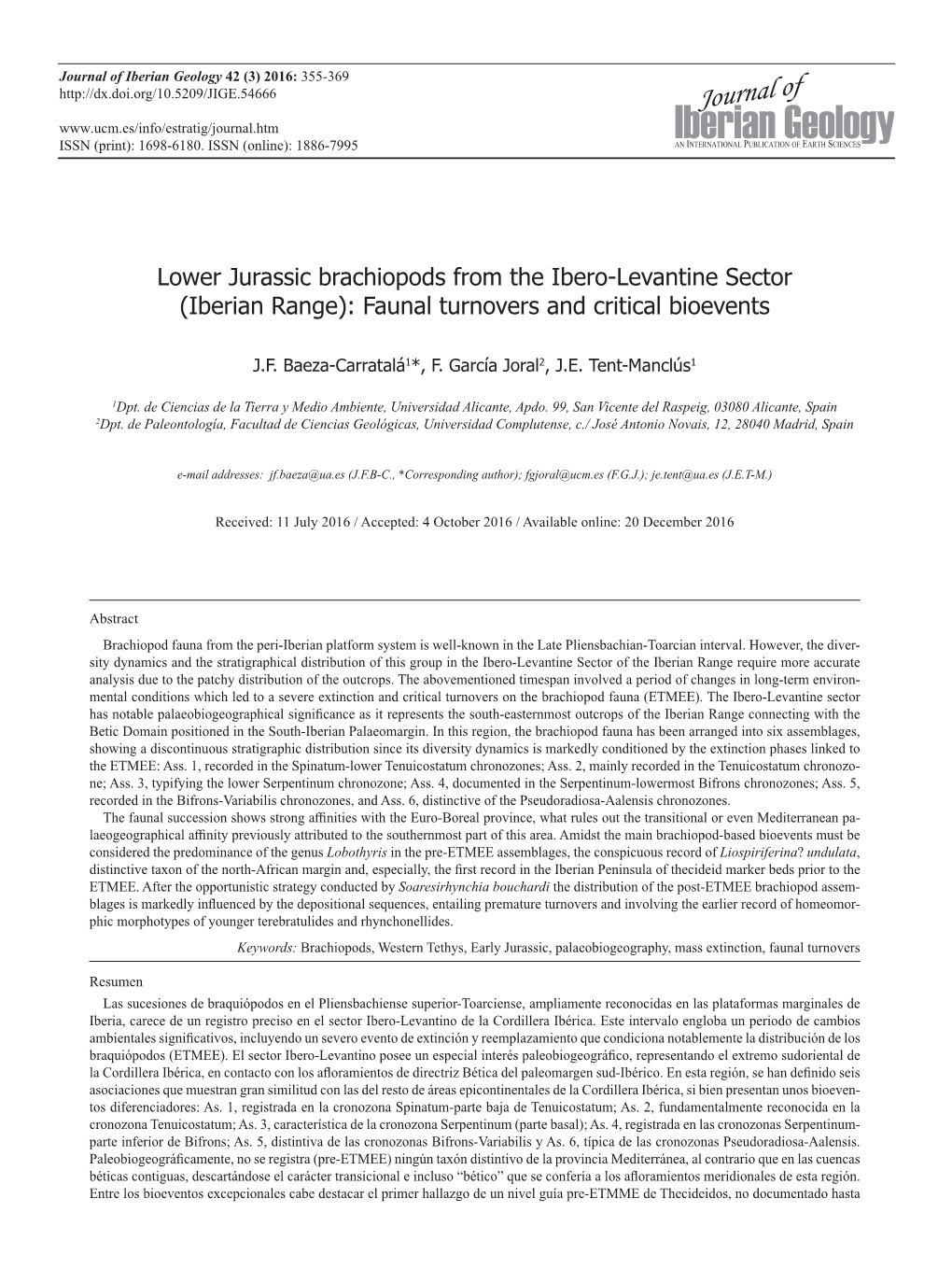 Lower Jurassic Brachiopods from the Ibero-Levantine Sector (Iberian Range): Faunal Turnovers and Critical Bioevents