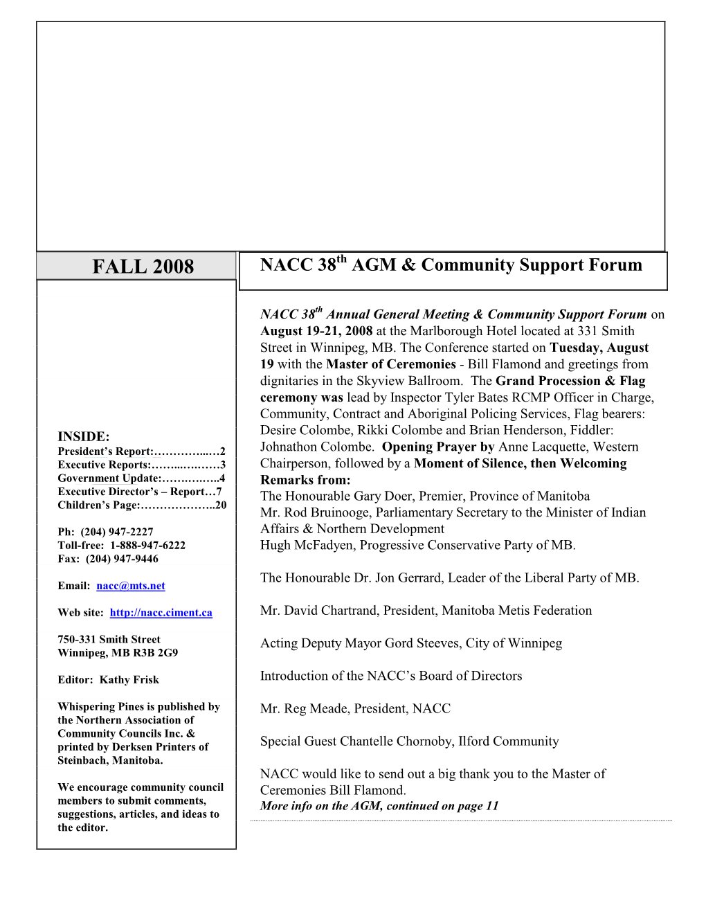 NACC 38Th AGM & Community Support Forum