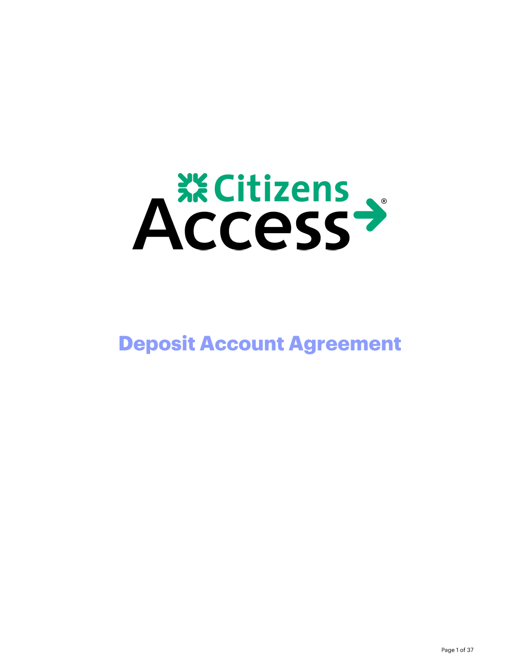 Deposit Account Agreement