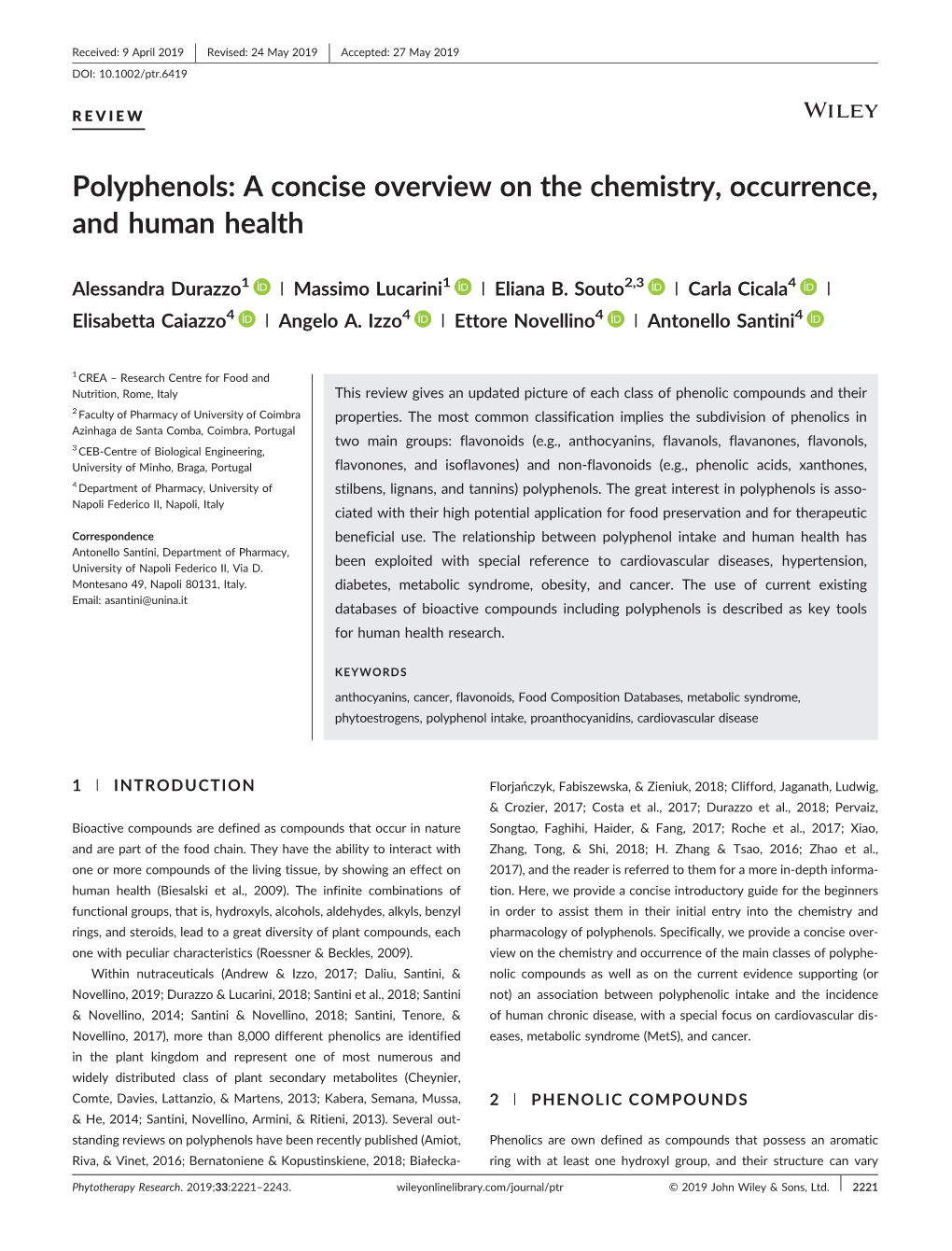 Polyphenols: a Concise Overview on the Chemistry, Occurrence, and Human Health