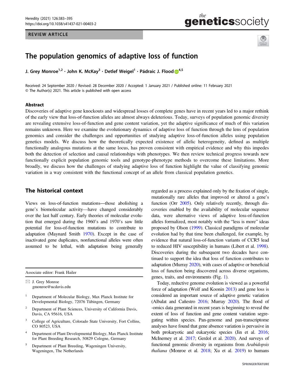 The Population Genomics of Adaptive Loss of Function