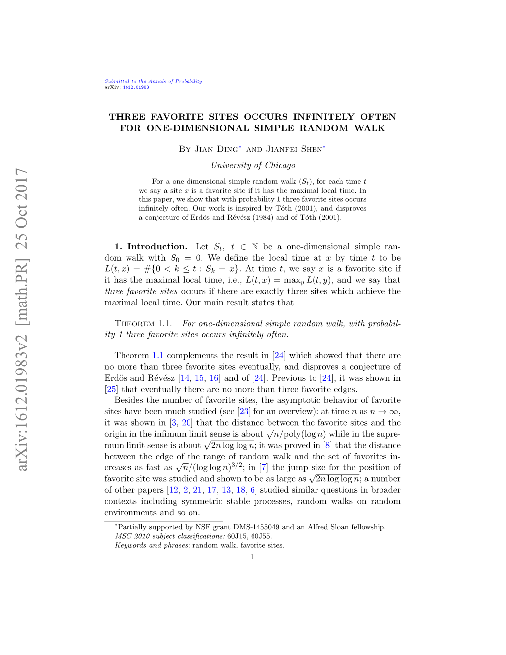 Three Favorite Sites Occurs Infinitely Often for One-Dimensional Simple Random Walk