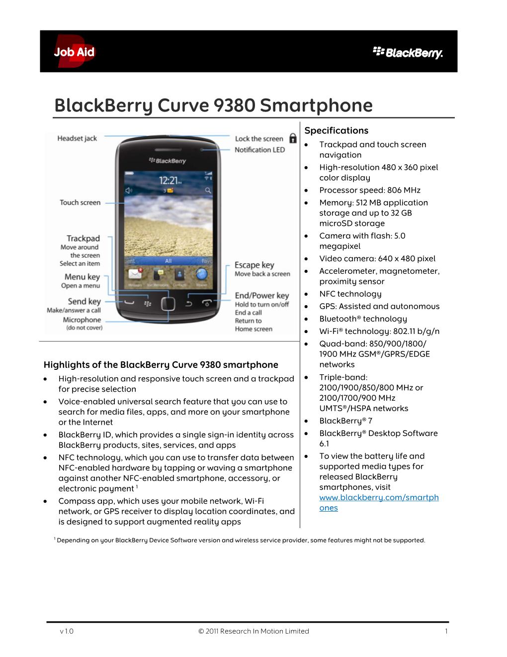 Blackberry Curve 9380 Smartphone