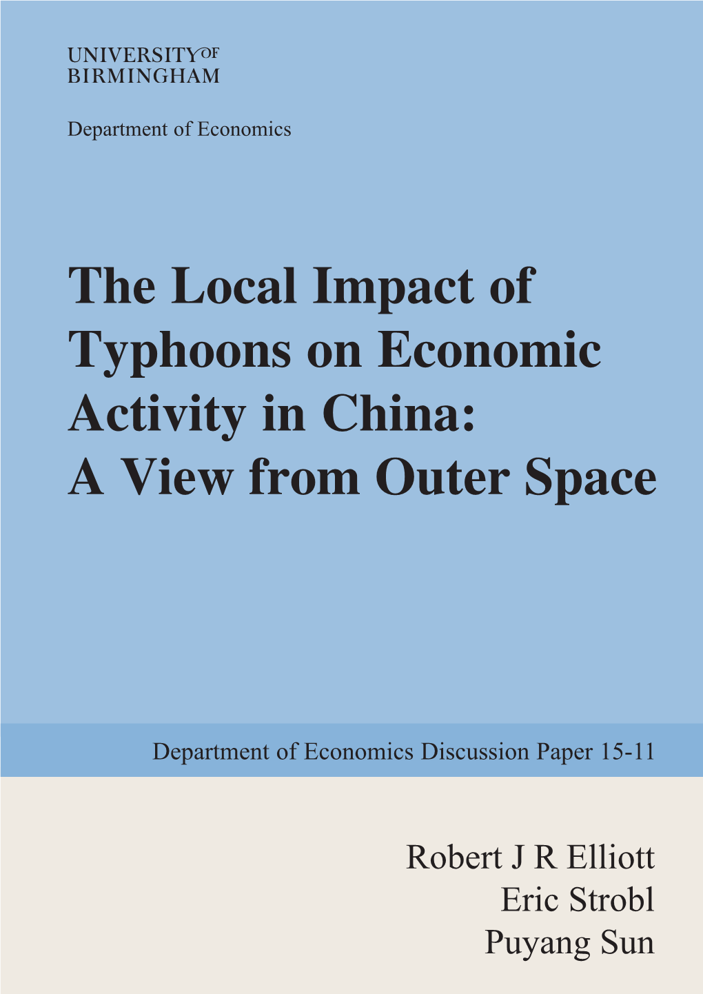 The Local Impact of Typhoons on Economic Activity in China: a View from Outer Space