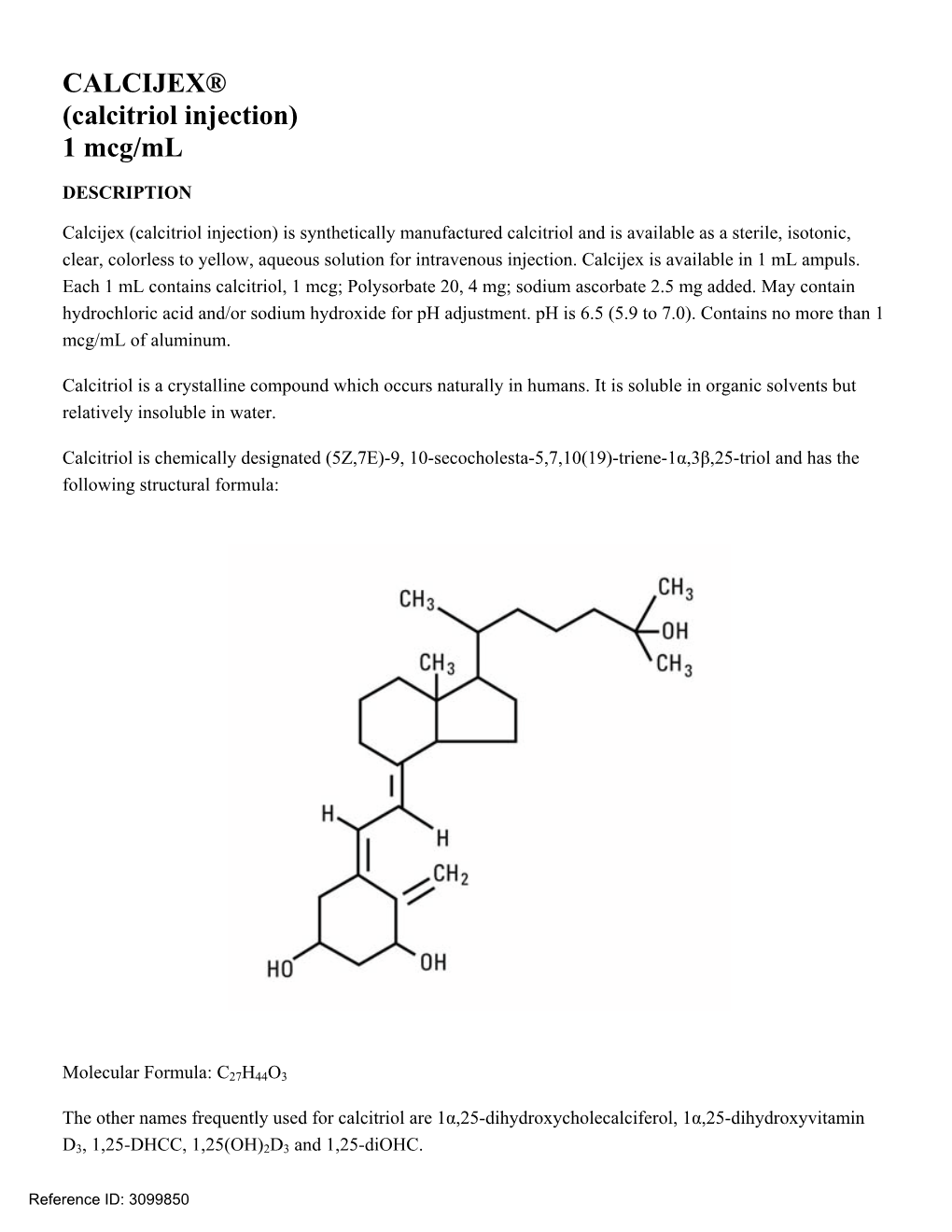 Calcijex (Calcitriol Injection)